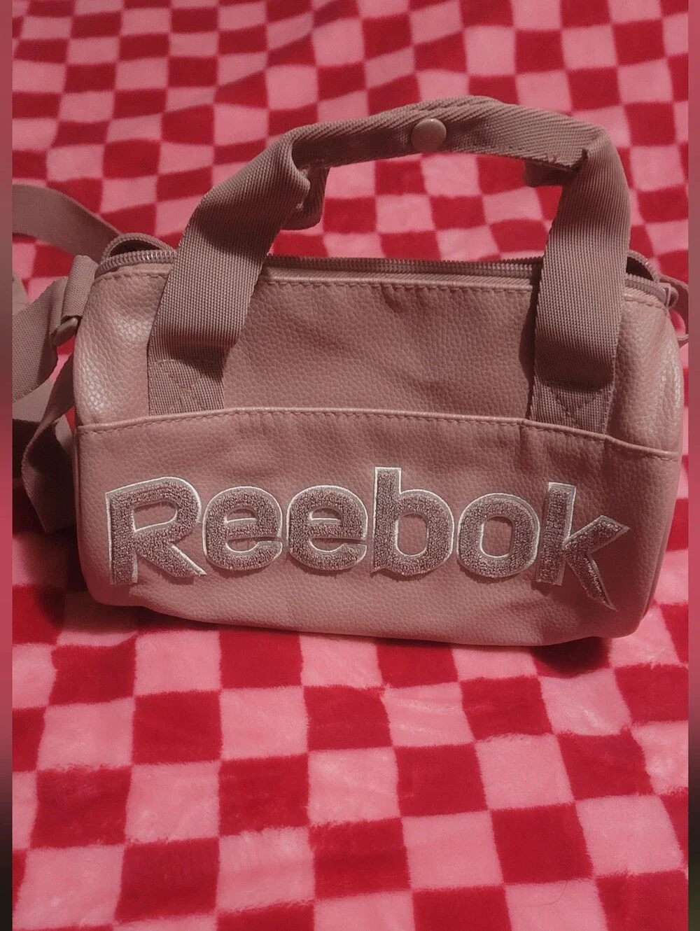 Reebok Pink Leatherette Crossbody Bag with Silver Logo
